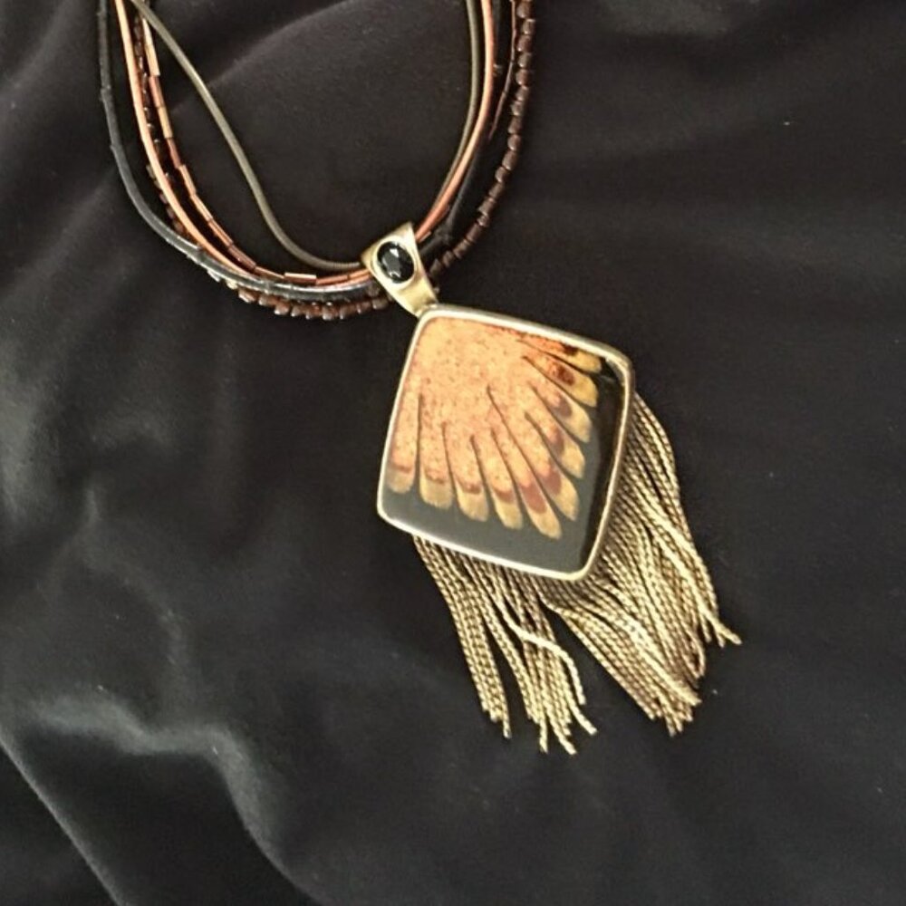 Chico's tassel enamel necklace